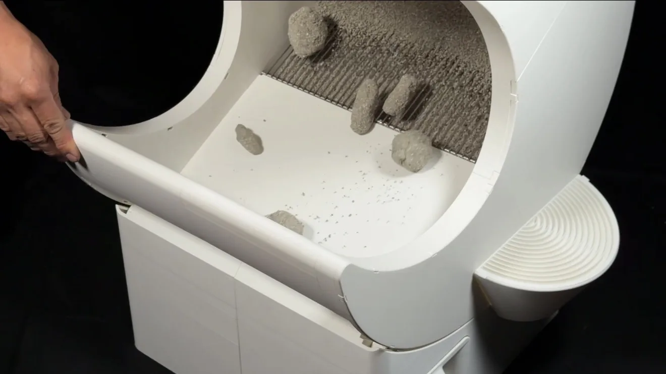 Clumps separating across MoonBox's internal grill